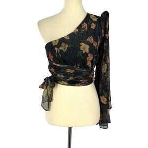 House of Harlow 1960 x Revolve Chiffon One Shoulder Top Women’s XXS Metallic